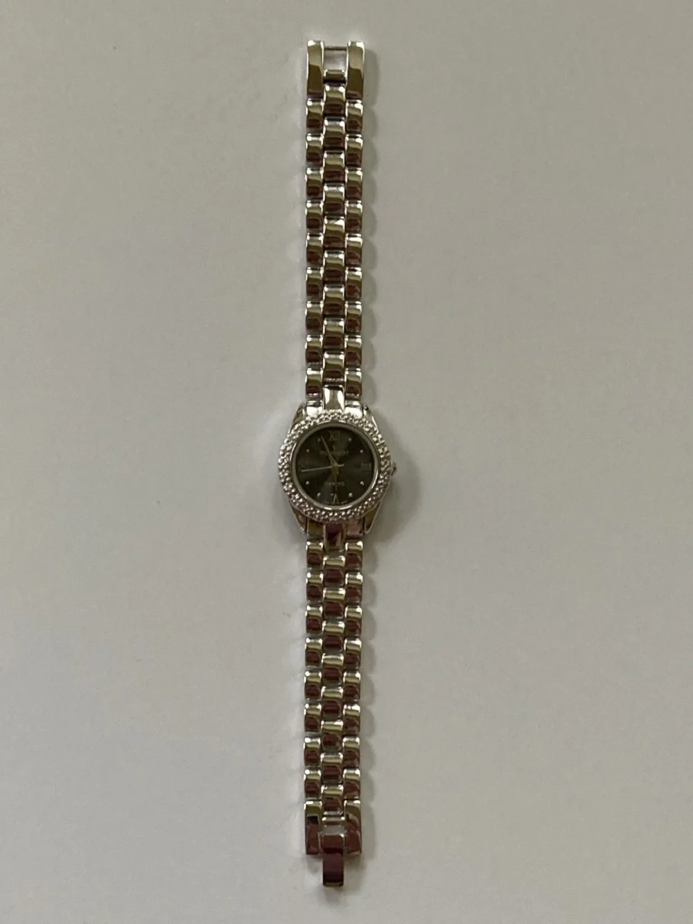 Peugeot 1/10 ct tw Diamond Bezel Panther Link Watch/Silver Tone/Black Dial/NEW!
